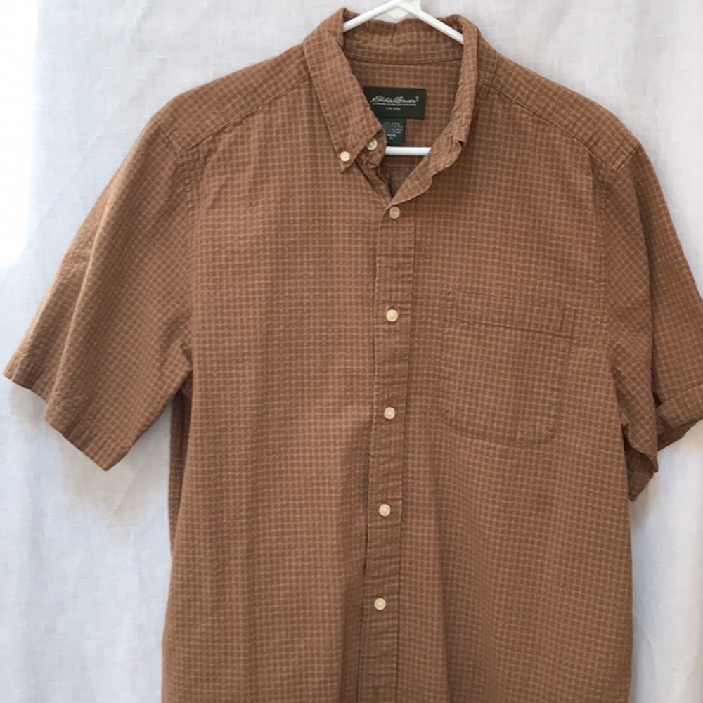 Men’s Eddie Bauer Brown Square Pattern Shirt